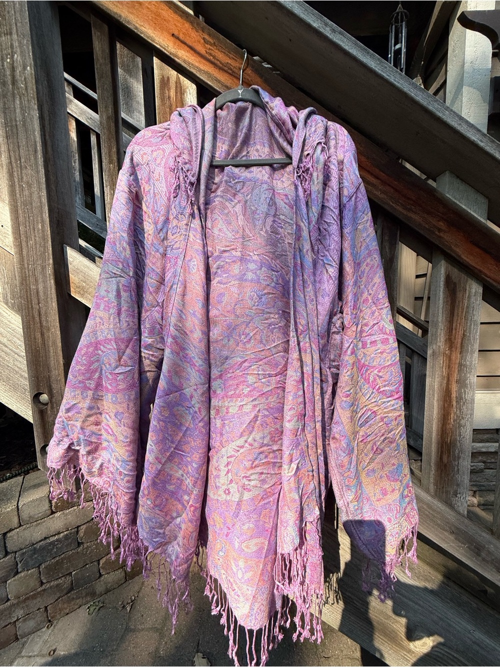 Pashmina Open Front Hoodie Lavender Pink